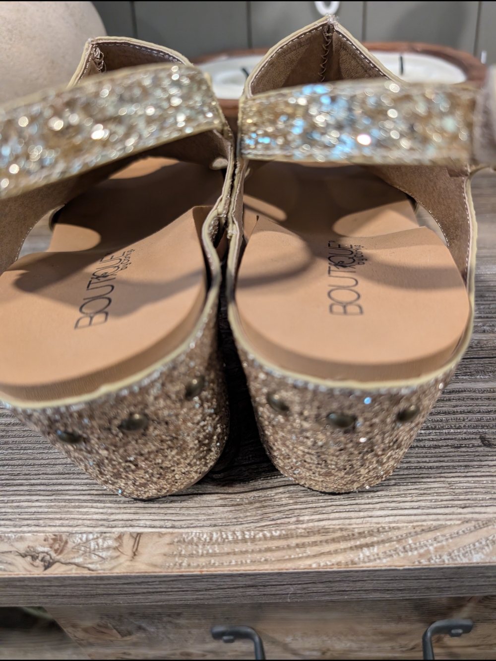 Corkys Boutique Glitter Slingback Wedge Sandals - Gold - Picture 4 of 5